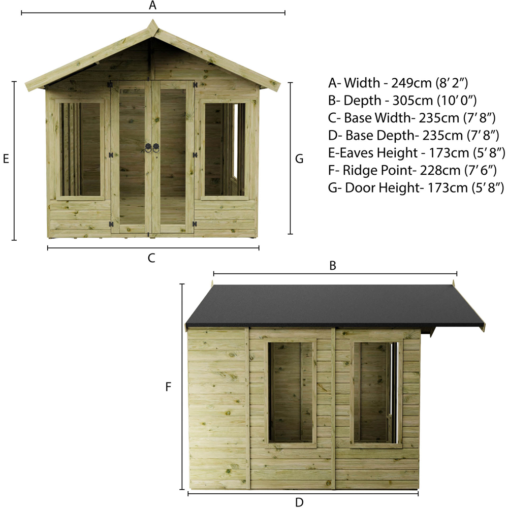 Mercia 8 x 8ft Double Door Premium Sussex Traditional Summerhouse Image 9