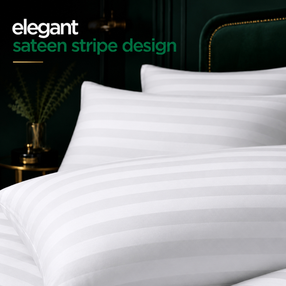 Opulent Home Super King Size White Striped Summer Duvet Set 1.5 Tog Image 2