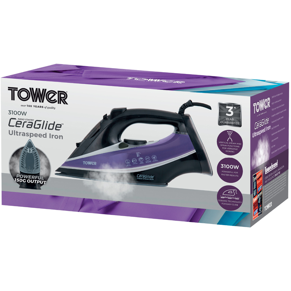 Tower T22013PR CeraGlide Ultra Speed Iron 3100W Image 2