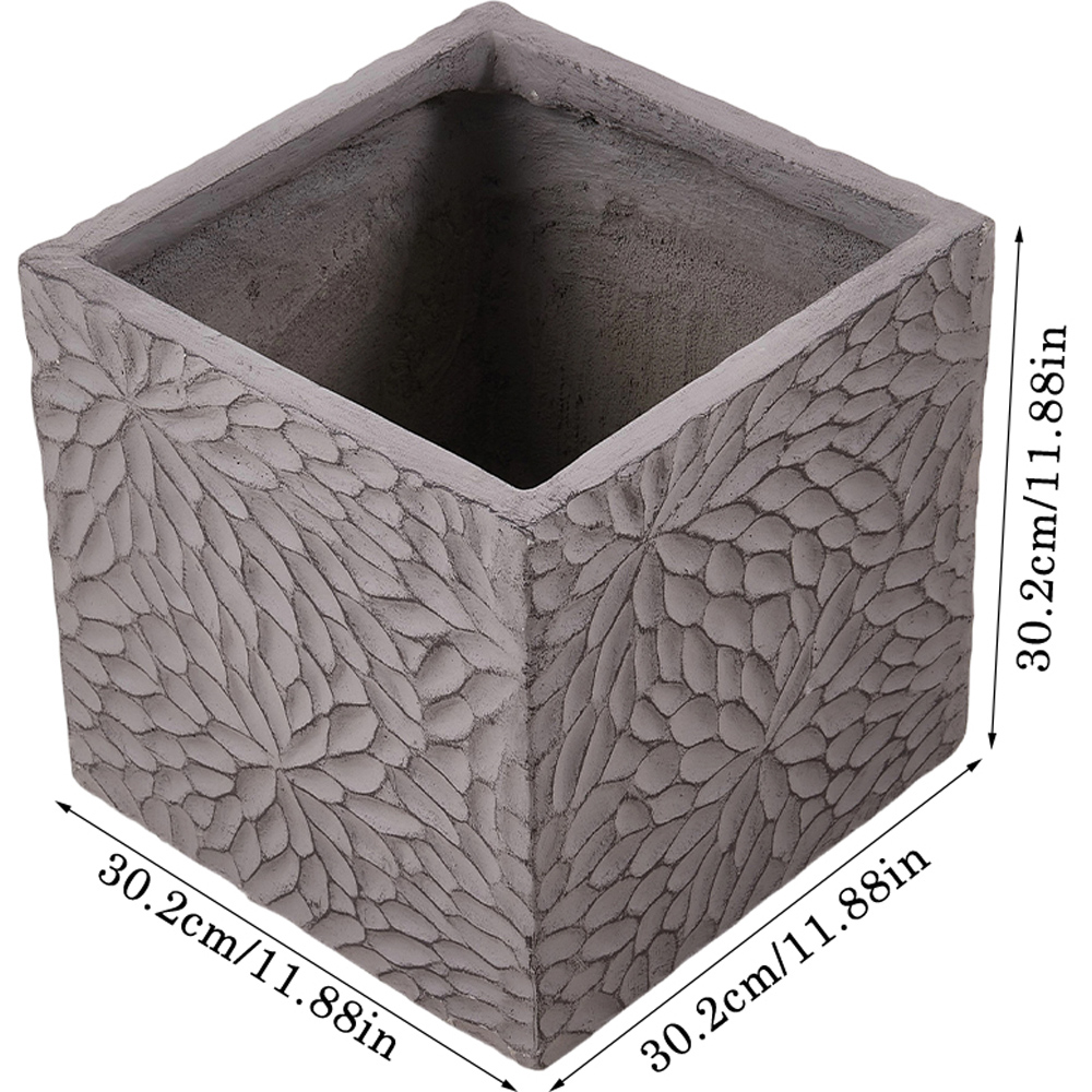 Living and Home Charcoal Grey Square Cement Planter with Drainage Holes 30.2 x 30.2cm Image 6