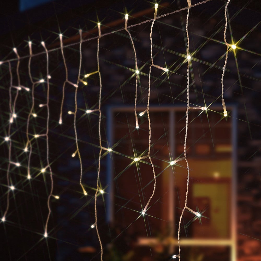 The Christmas Centre 210 Twinkling LED White Cable Icicle Light 6.6m Image 4