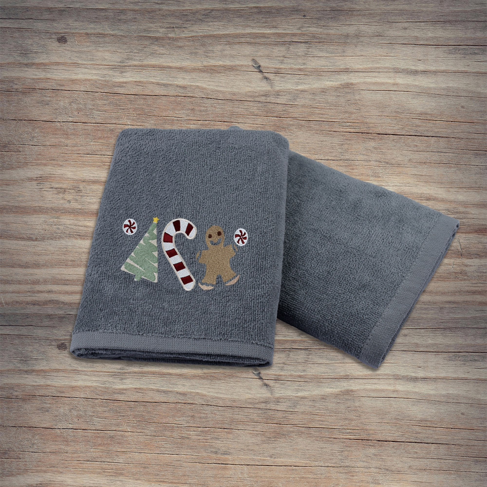 Noel Square Sweet Shop Grey Hand Towel 2 Pack Image 5