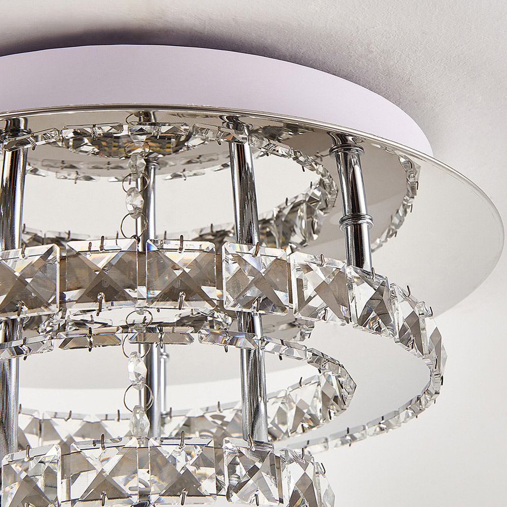 Living and Home 2 Tier Modern Crystal LED Ceiling Light Image 6