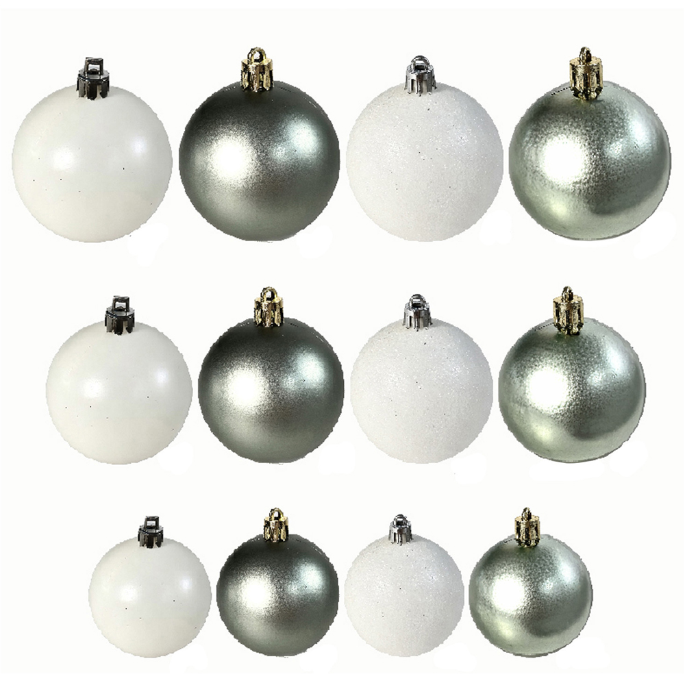 Pack of 70 Sage and White Baubles Image 3