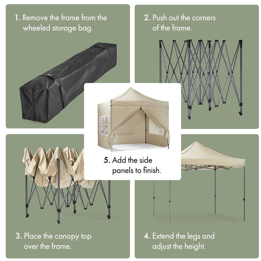 VonHaus 3 x 3m Beige Pop Up Gazebo with Sides Image 7