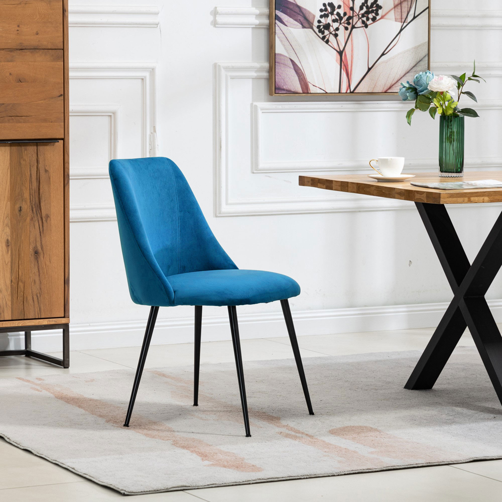 Artemis Home Morandi Set of 2 Blue Velvet Dining Chair Image 3