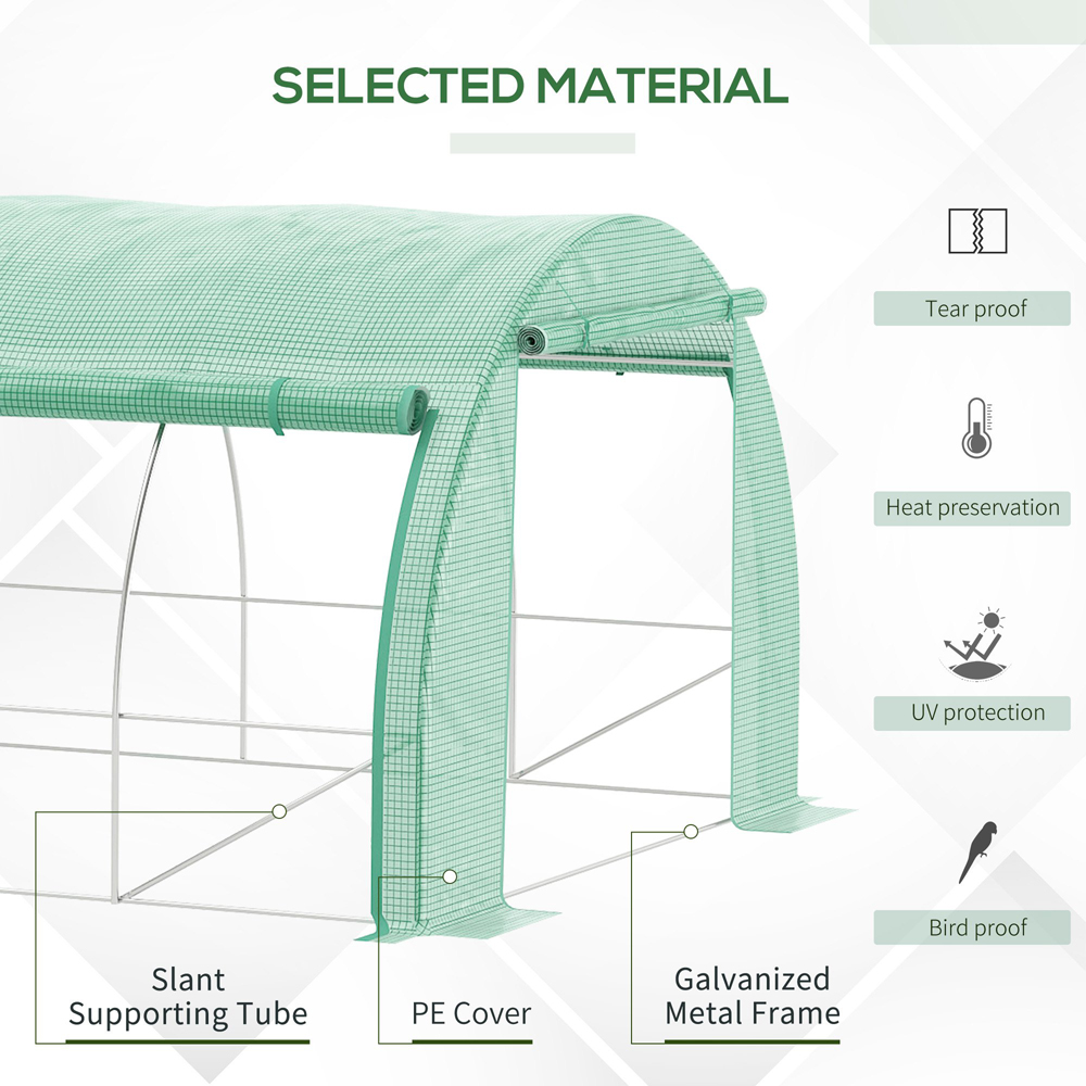Outsunny Green Plastic 10 x 13ft Polytunnel Greenhouse Image 7