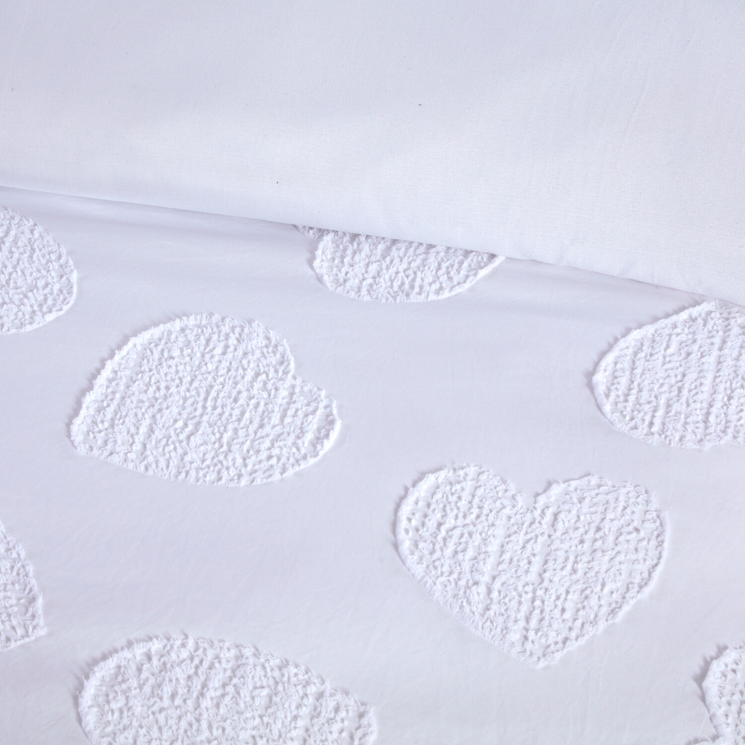 Heart Embossed Duvet Set White Image 3