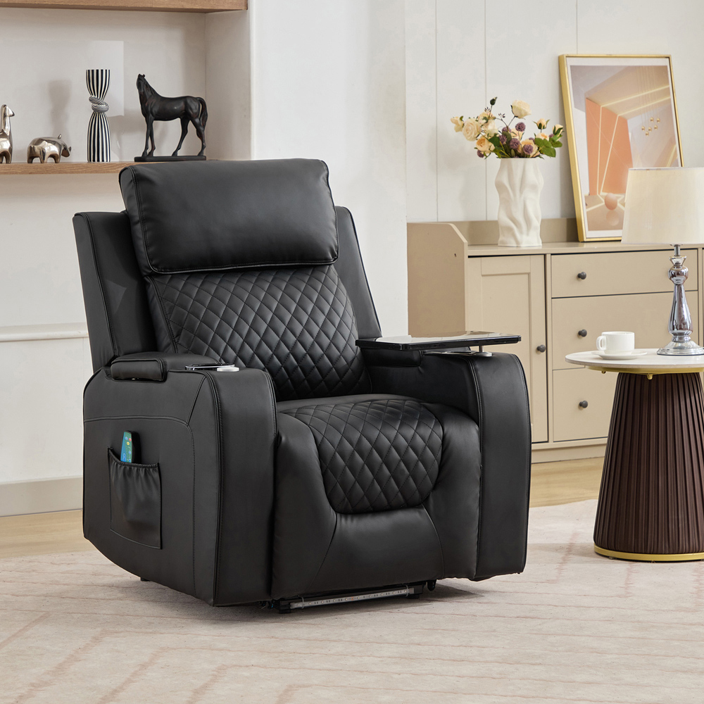 Artemis Home Byron Black Leather Massage and Heat Electric Riser Recliner Chair Image 3