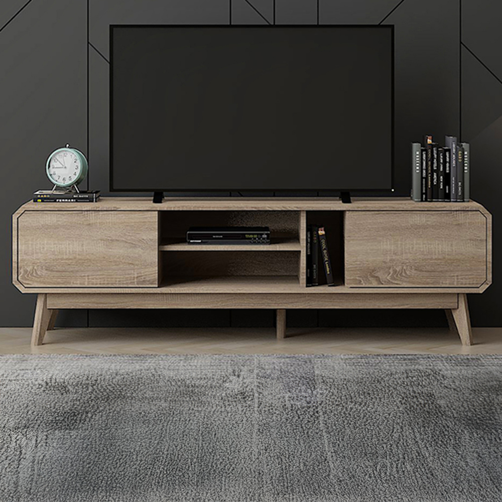Kudl BR15 2 Door 3 Shelf Light Oak TV Unit Image 1