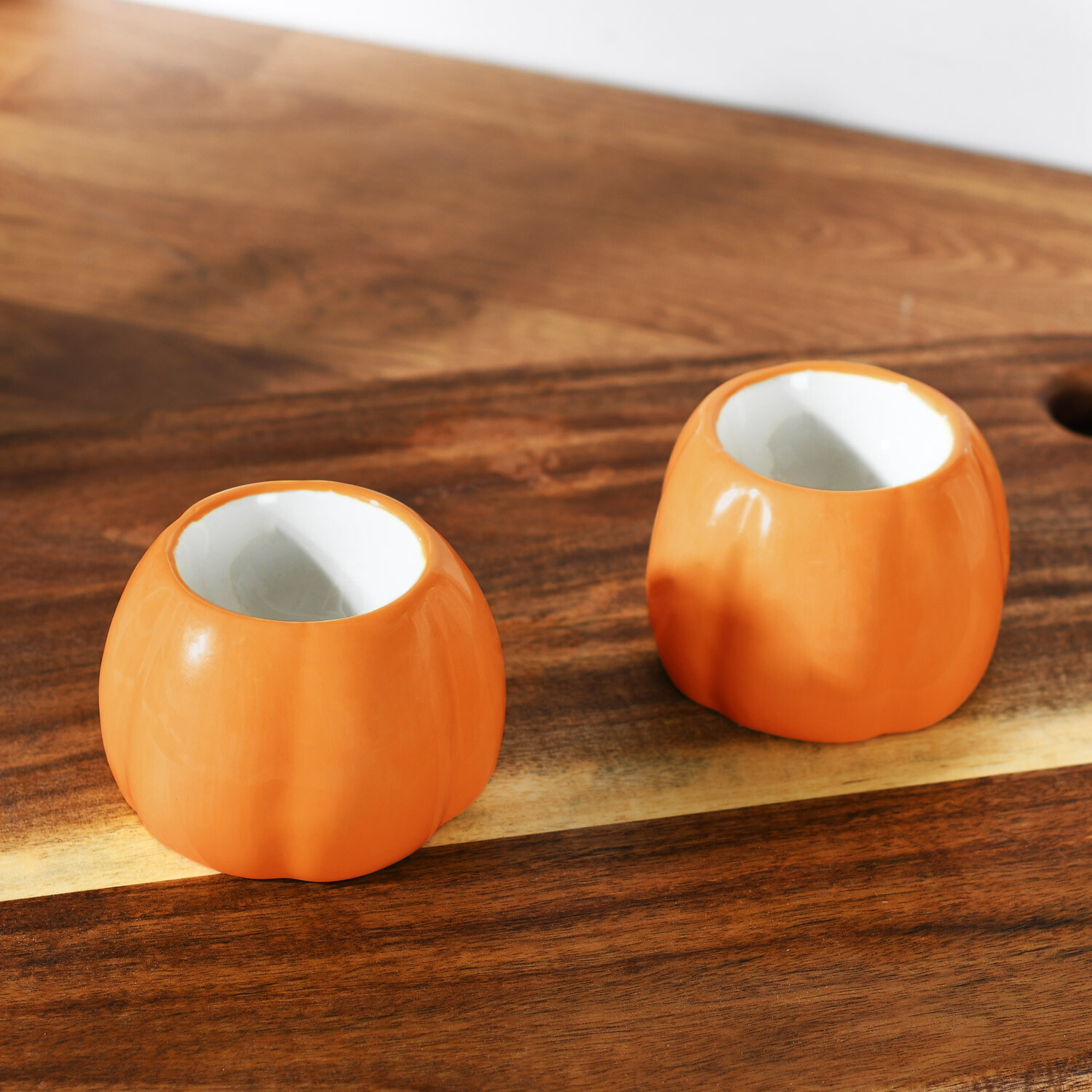 Set of 2 Pumpkin Egg Cups Orange Image 3