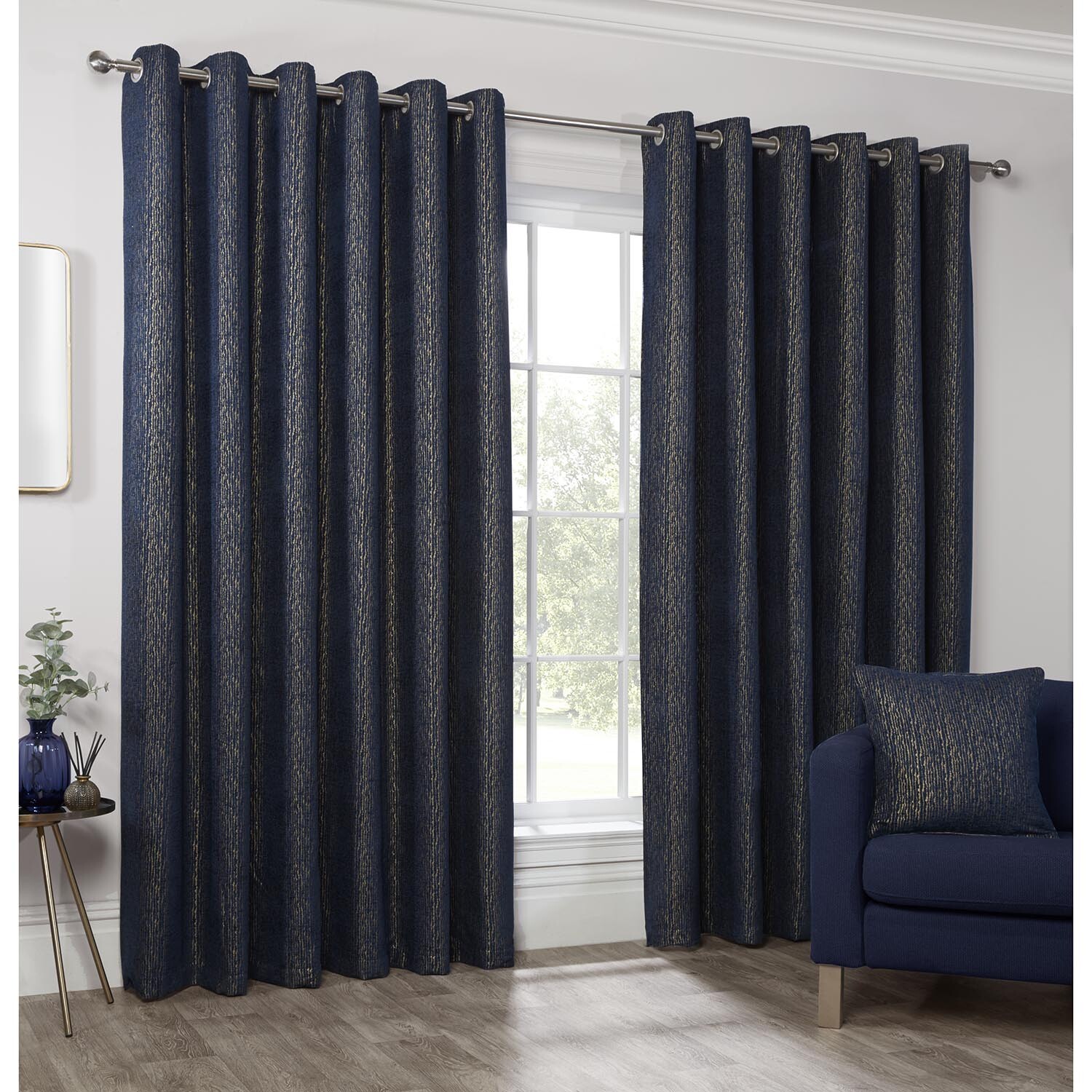 Nova Navy Eyelet Curtain 229cm Image 2