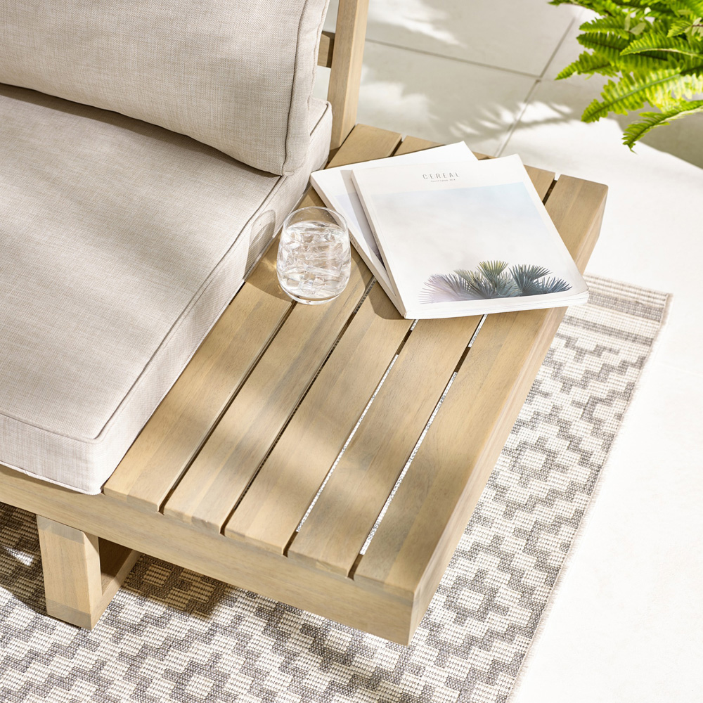 Furniturebox Sardinia 6 Seater Natural Oak Effect Wood Outdoor Sofa Set Image 5