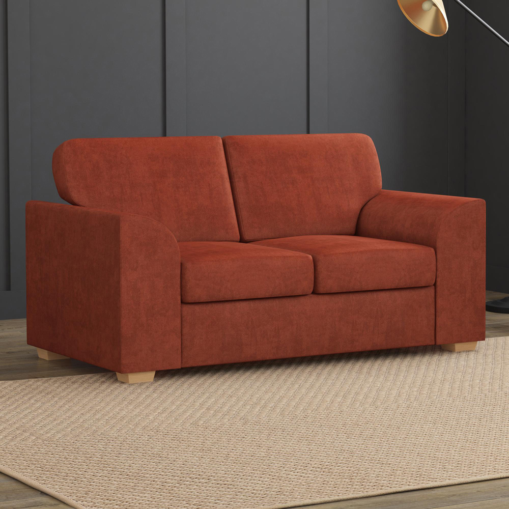 Modo 5 Seater Marmalade Plush Velvet Fixed Back Sofa Set Image 4