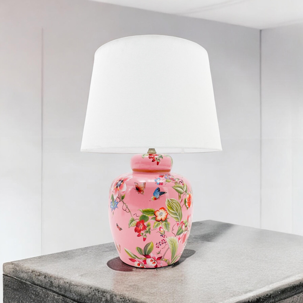 Acacia Home Pink Ceramic Table Lamp 41cm Image 2