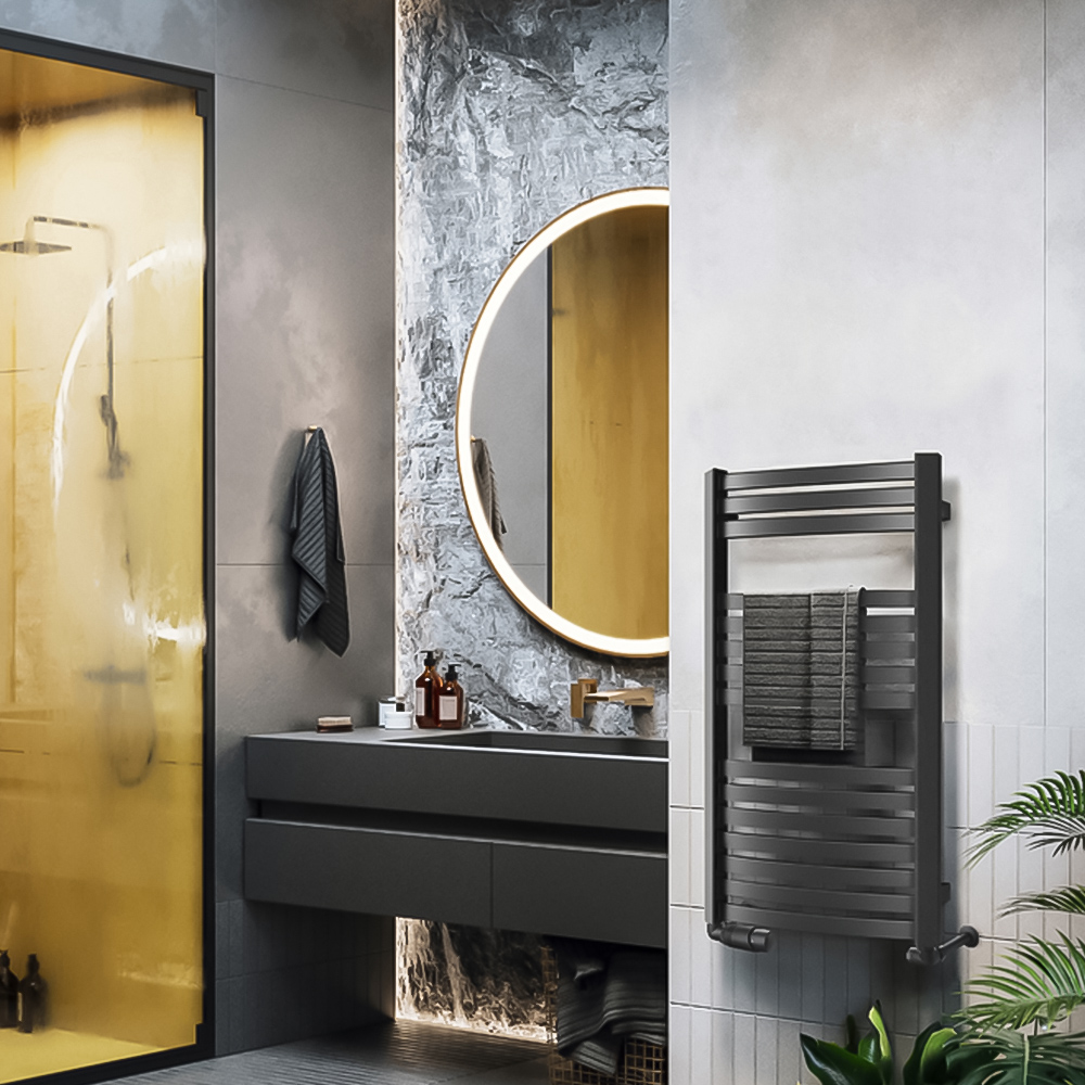 Terma Dexter 1102 BTU Matt Black Electric Heated Towel Rail 860 x 400mm Image 9