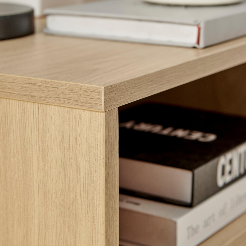 Furniturebox Sval Single Drawer Single Shelf Oak Effect Wooden Bedside Table Image 4