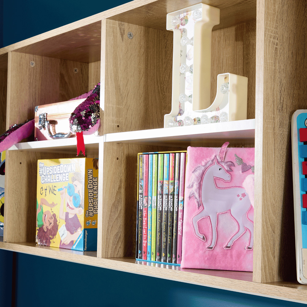 Home Source Marsden Oak and White Cabin Bed with Storage Shelf Image 8