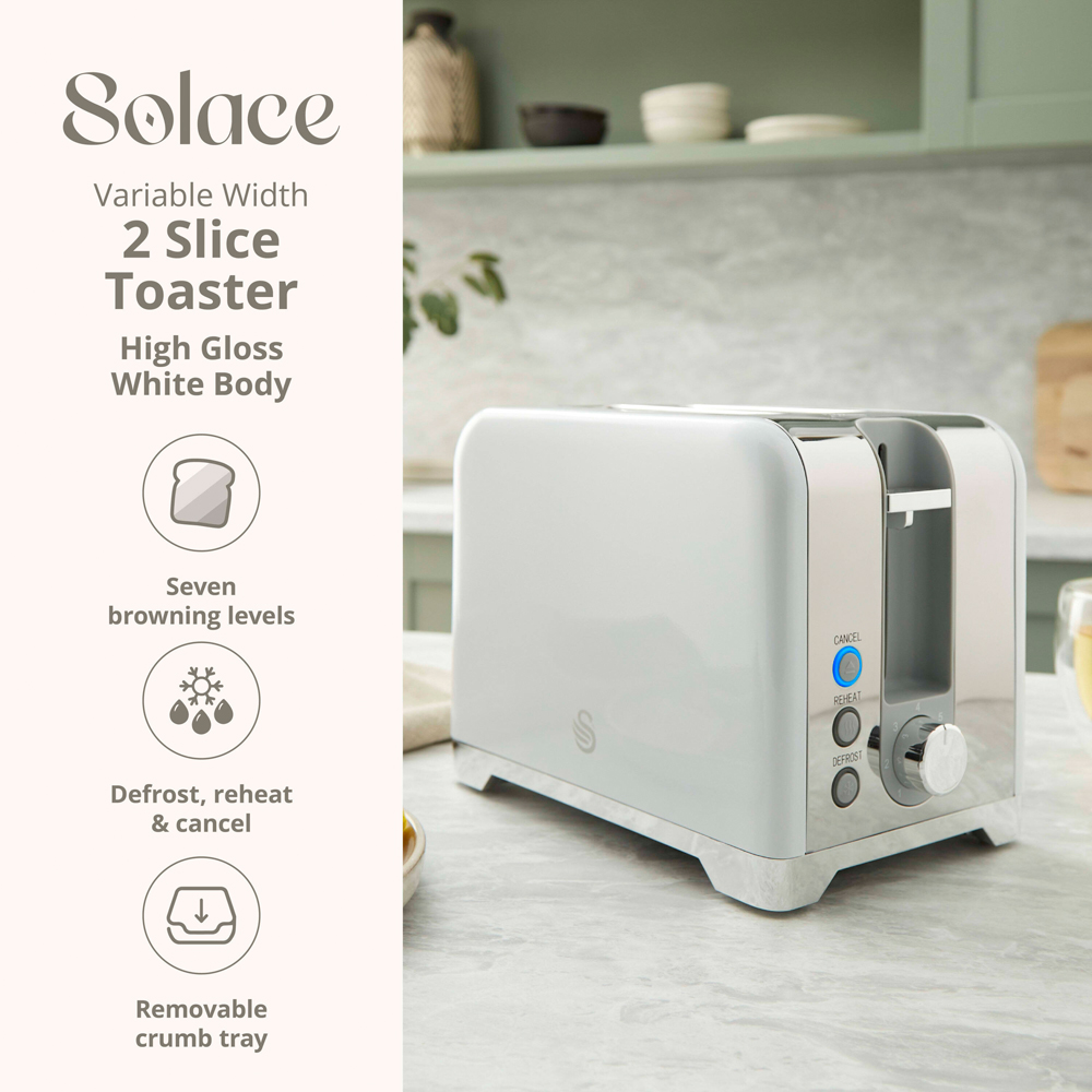Swan Solace EEJB317 White 2 Slice Toaster and 1.7L Kettle Set Image 6