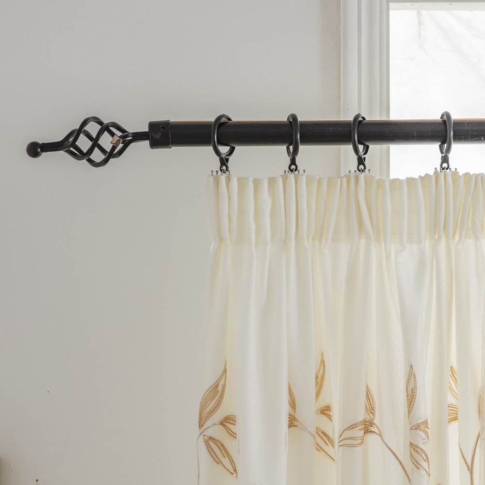 Alan Symonds Leaf Embroidered Gold Pencil Pleat Tulle Voile Curtains 147 x 137cm Image 2