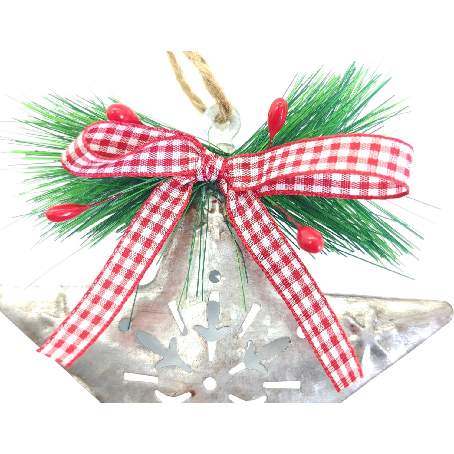 Metal Tree or Star Hanging Decoration Silver Image 4