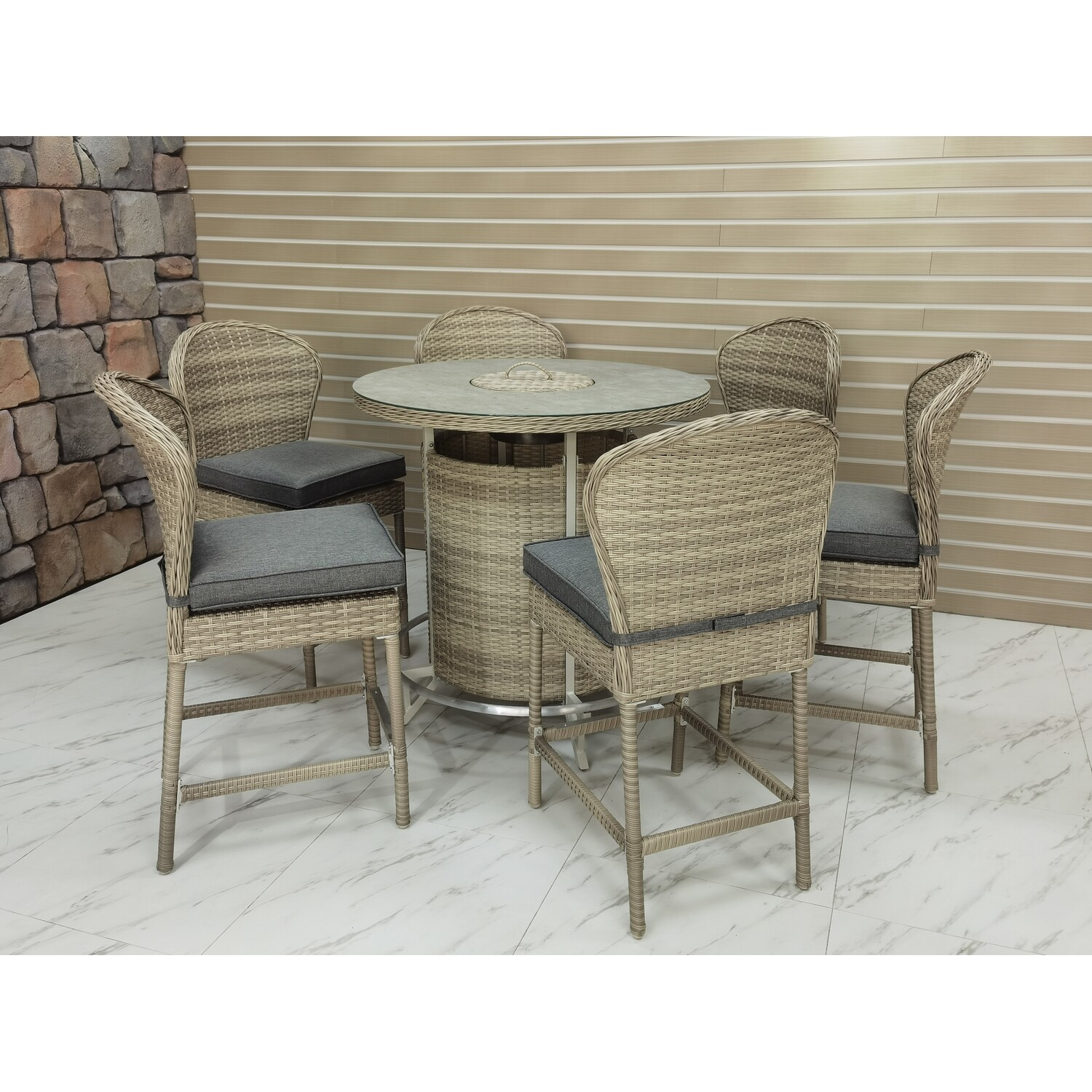 Cambridge Wicker 6 Seater Round Bar Set Natural Image 2