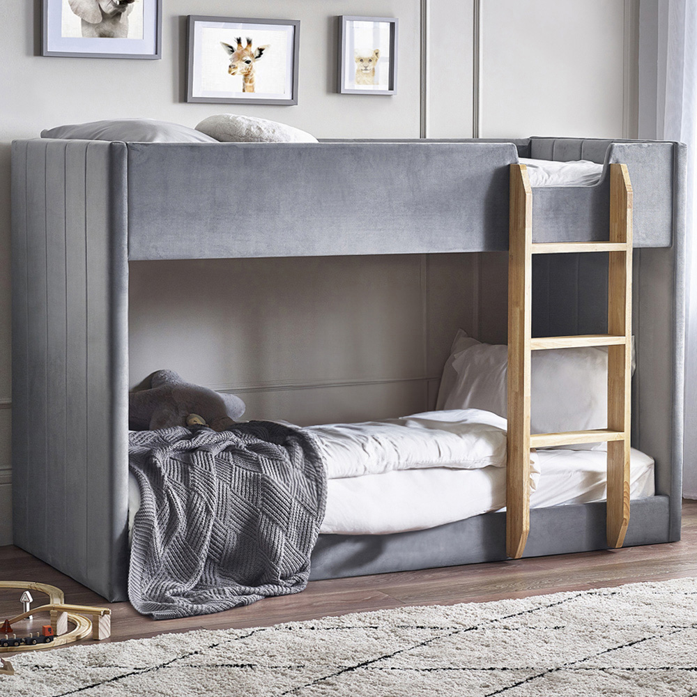 Julian Bowen Daytona Grey Velvet Bunk Bed Image 1