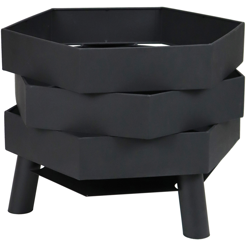 Charles Bentley Snug Santiago Hexagonal Black Powder Coated Steel Firepit Image 3
