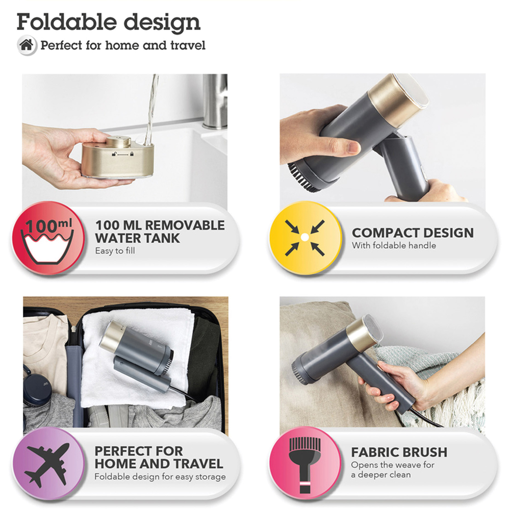 Beldray UP1608 Black and Gold Foldable Garment Steamer 1200W Image 8