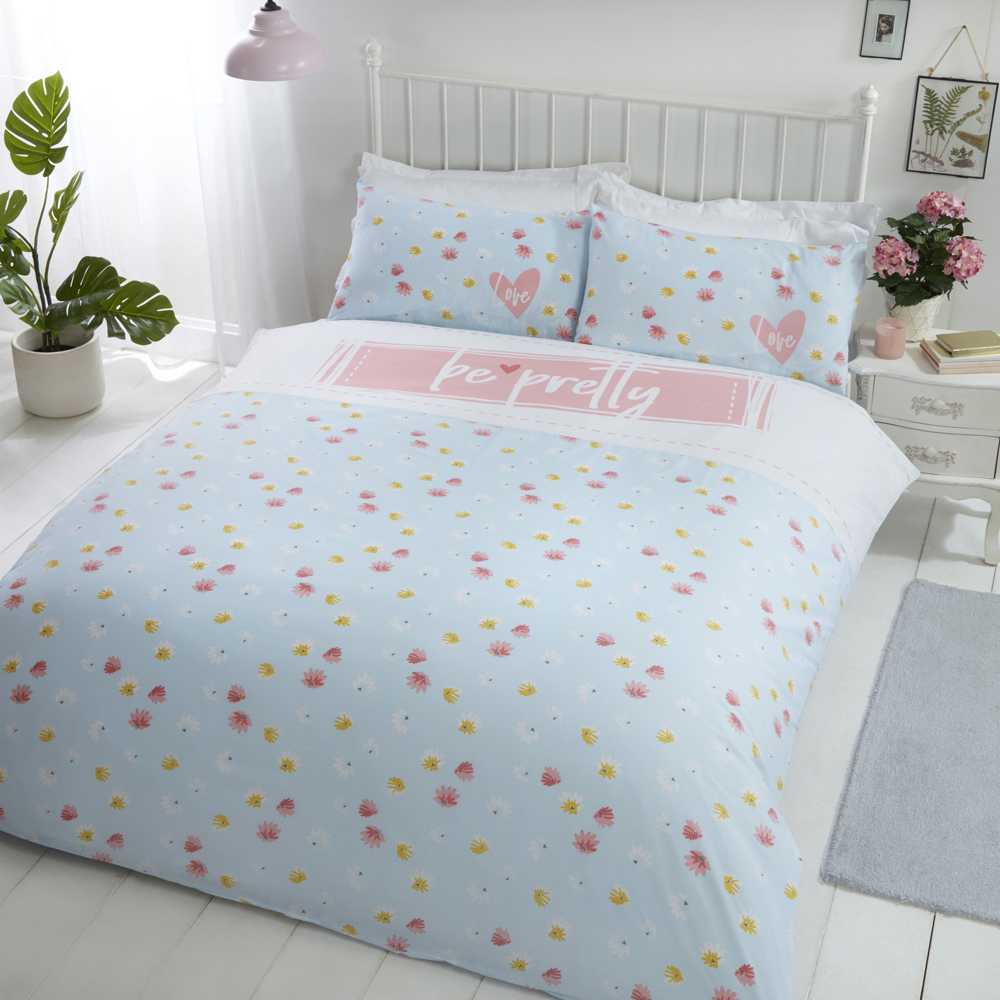 Rapport Home Double Duck Egg Be Pretty Duvet Set Image 1