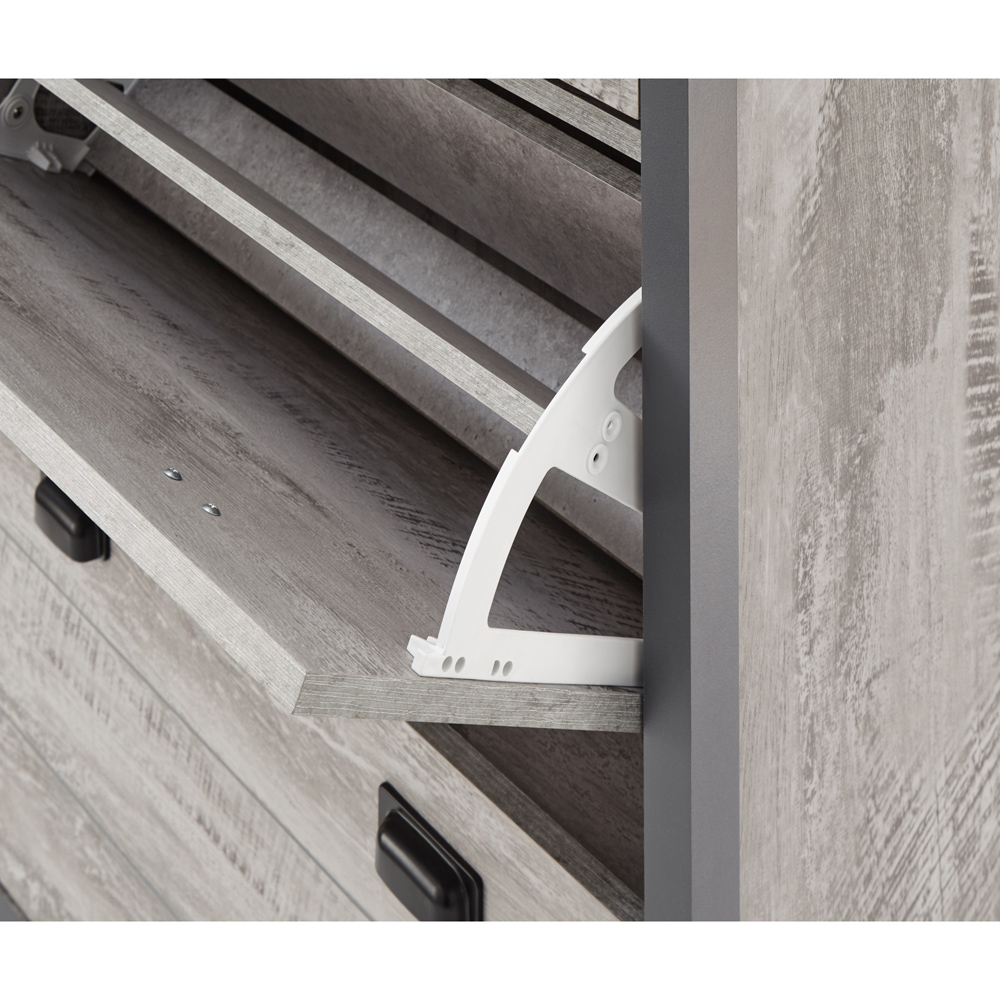 GFW Boston Grey 2 Tier Single Drawer Shoe Cabinet Image 9