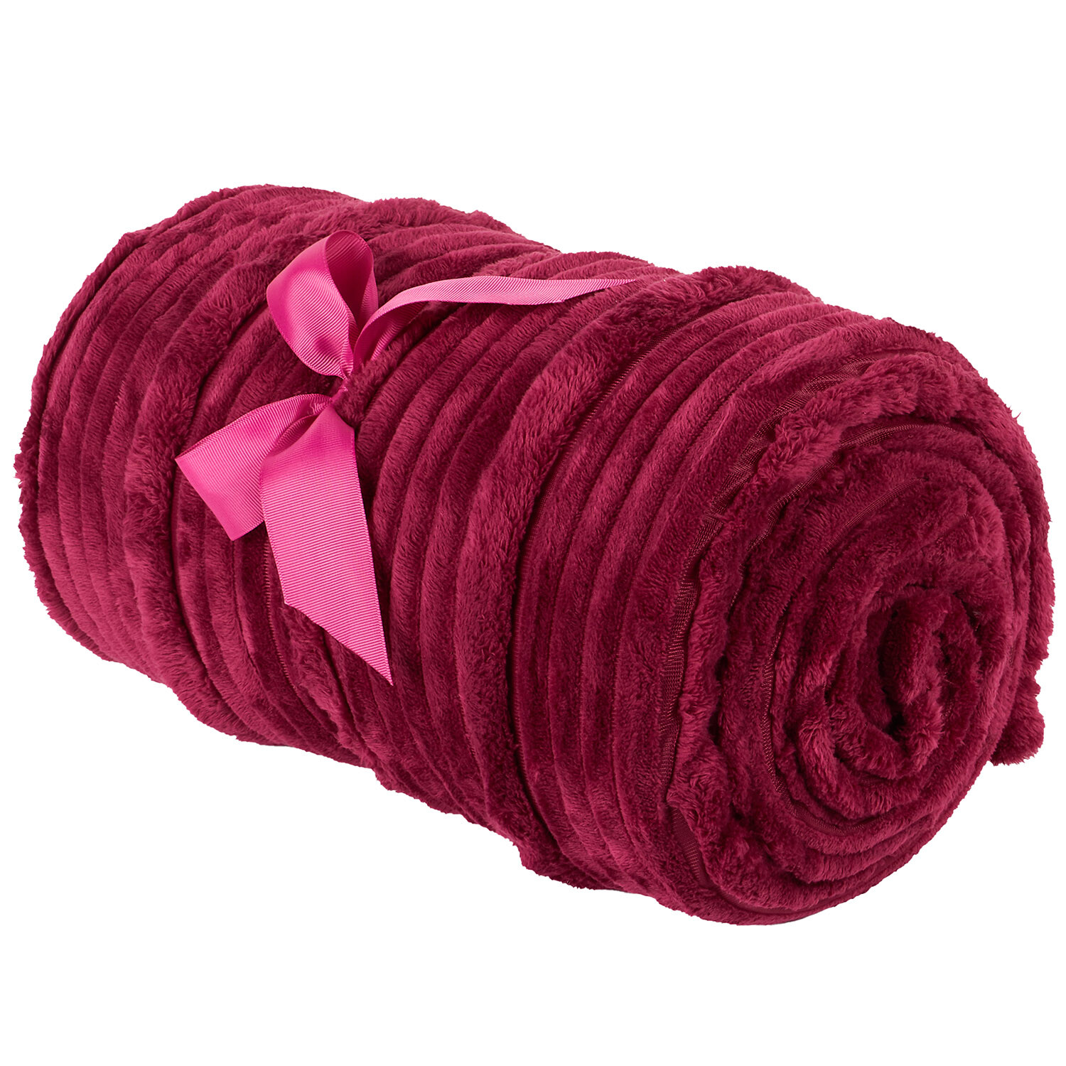 Brooklyn Plush Ribbed Throw - Plum Image 4