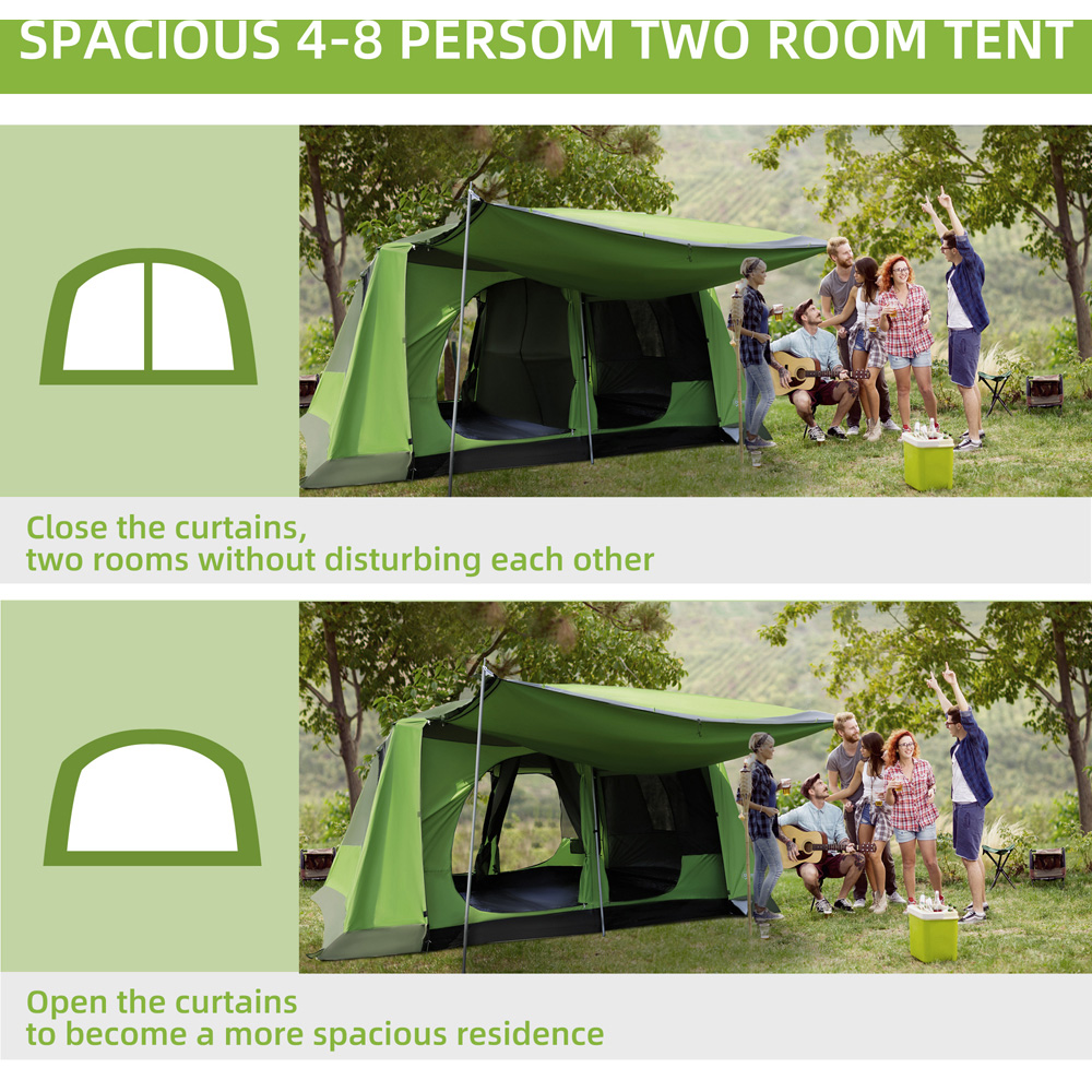 Outsunny 4 to 8 Person 2 Room Dome Camping Tent with Porch Image 4