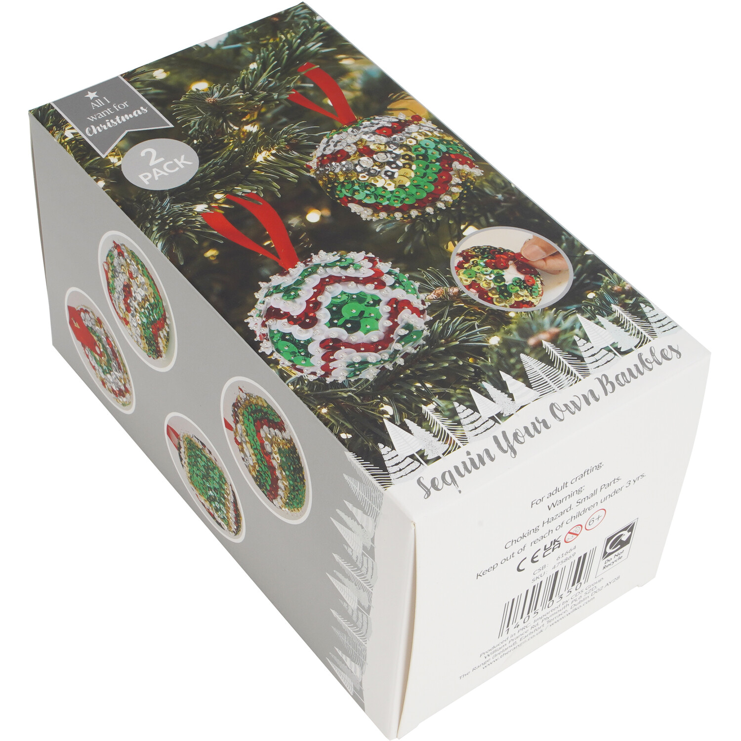 Sequin Your Own Baubles Kit White Image 3