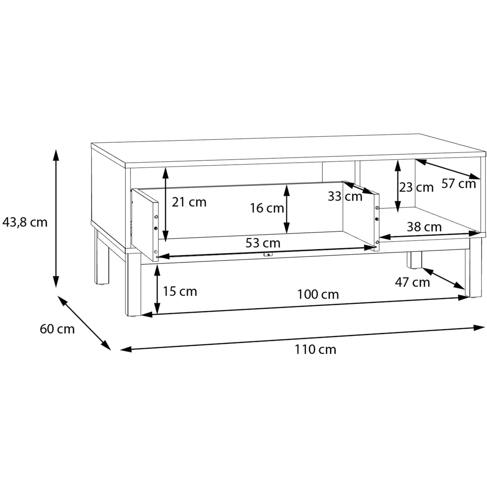 Florence Wensley Single Drawer Single Shelf Light Grey and Oak Coffee Table Image 8