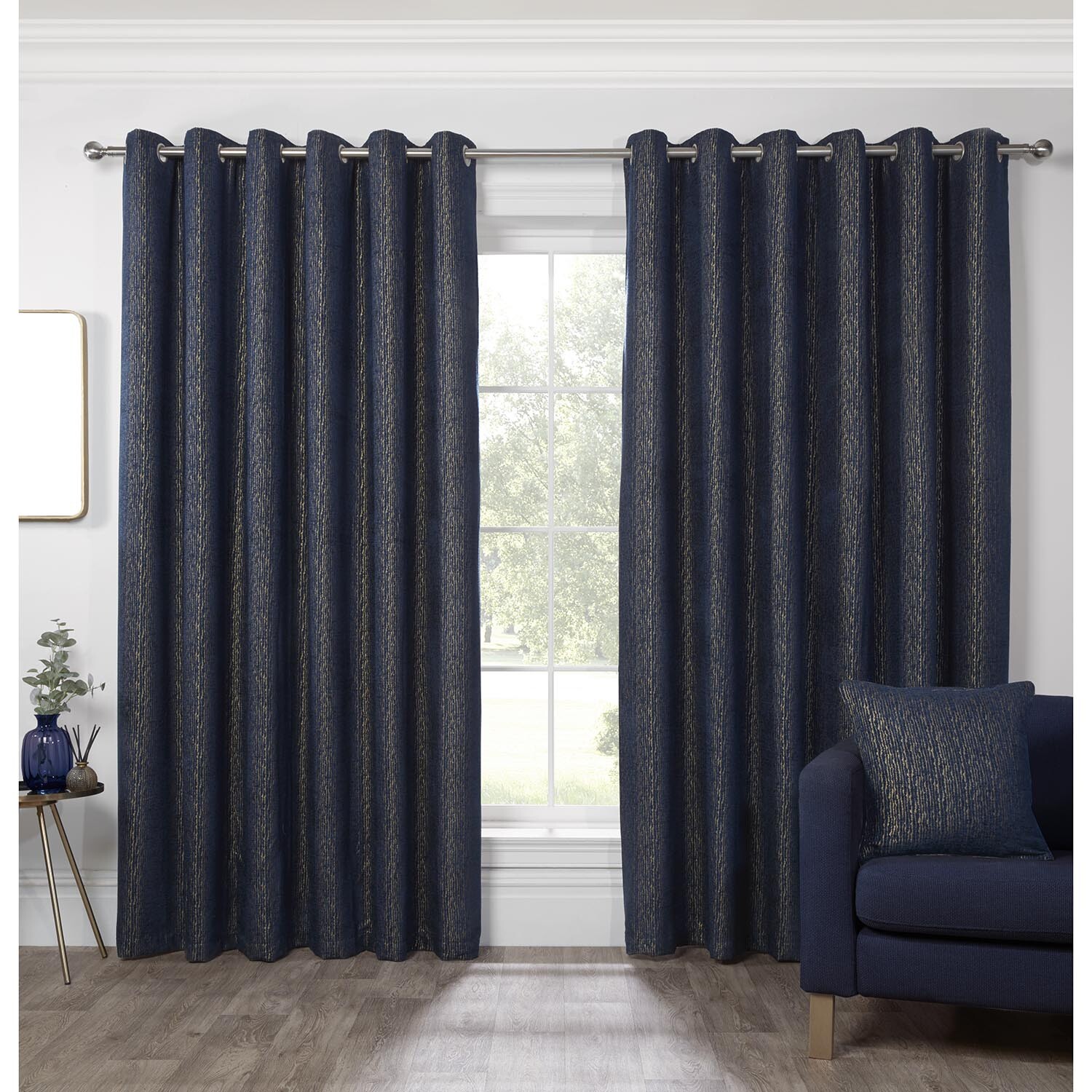 Nova Eyelet Curtain - Navy / 168cm / 137cm Image 1