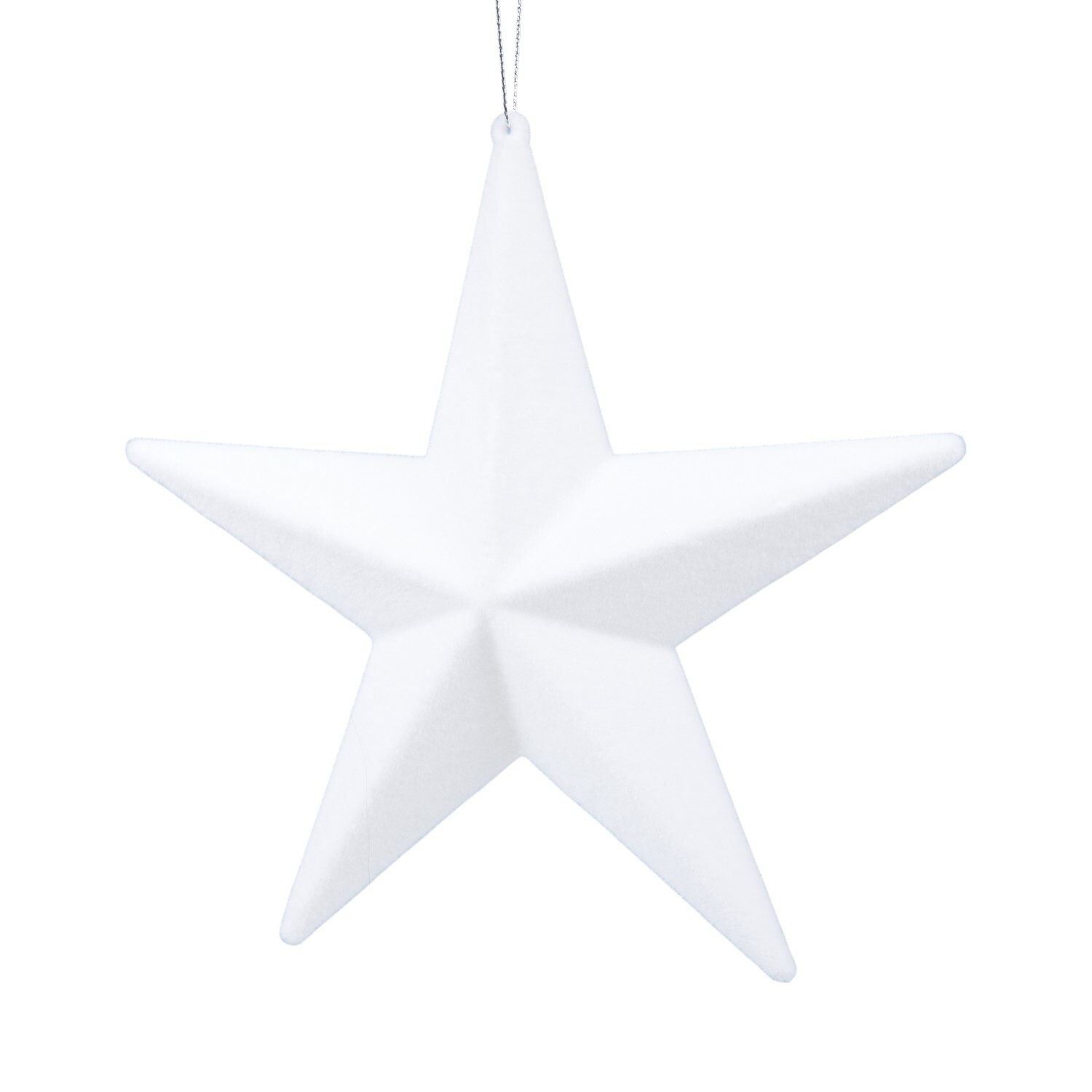 Flocked Star DecorationWhite Image 3
