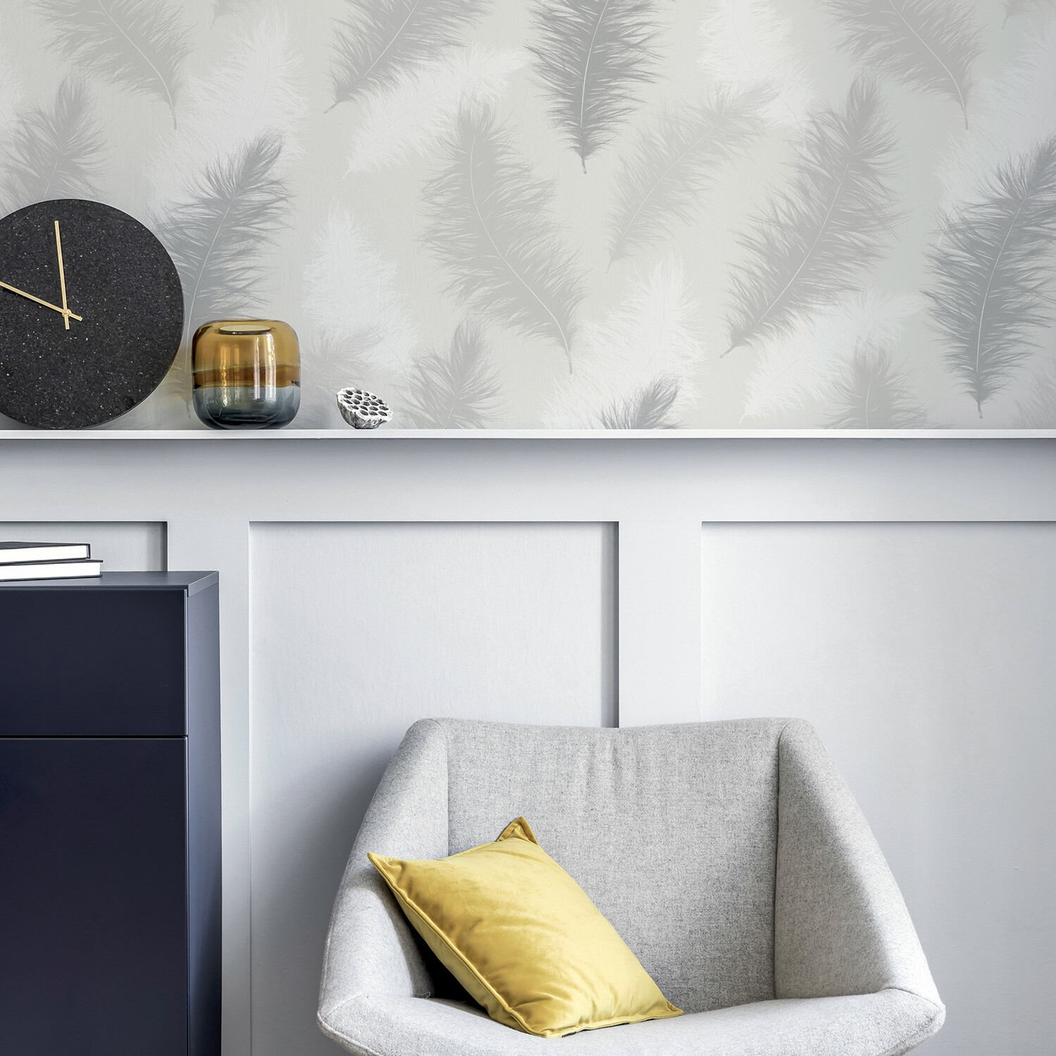 Sussaro Feather Wallpaper - Grey Image 4