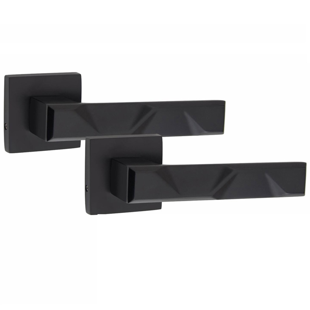 Golden Grace Matt Black Modern Nova Door Handle Set 4 Pack Image 3