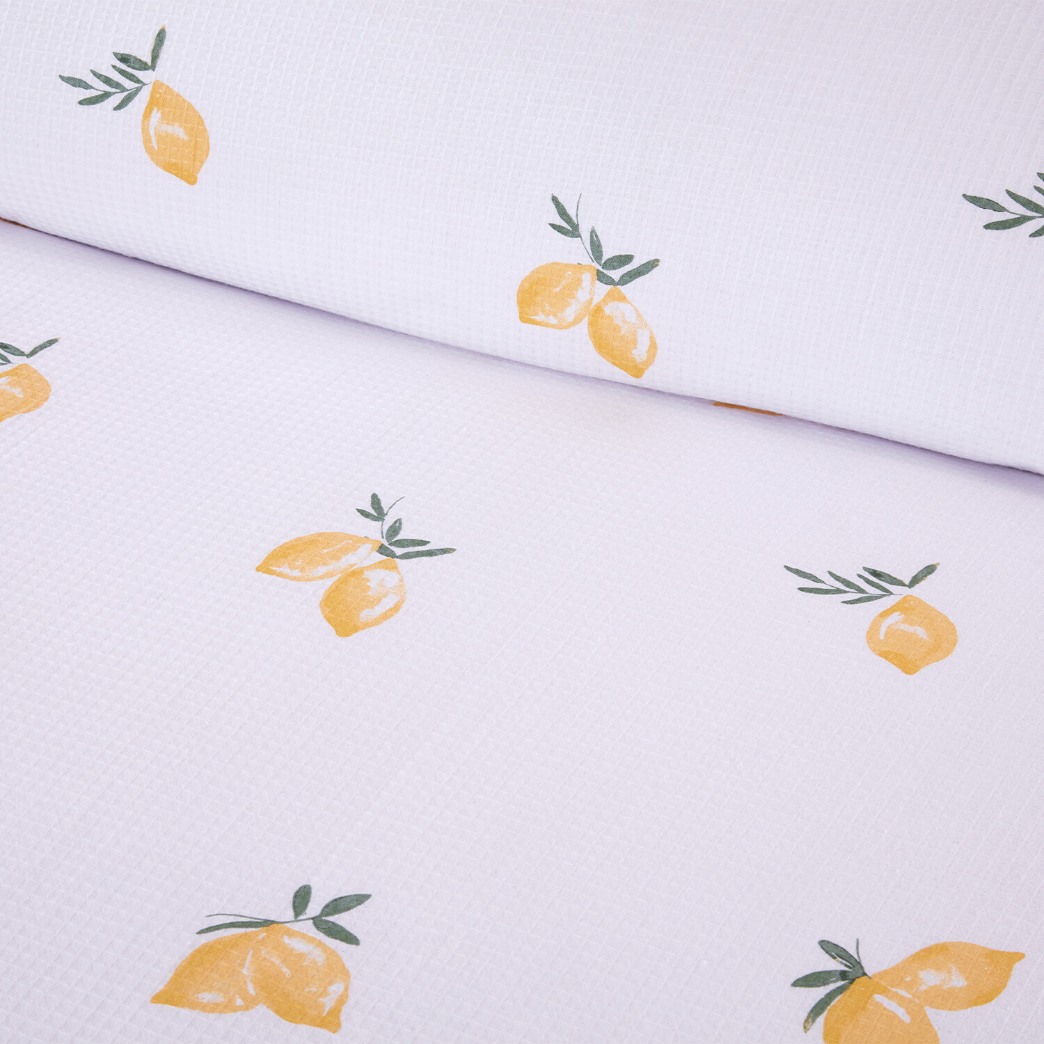 Positano Waffle Duvet Set - White and Yellow / Superking Image 2