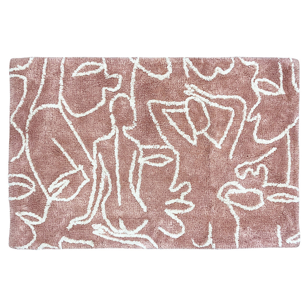 furn. Everybody Cotton Anti-Slip Blush and Cream Bath Mat Image 1
