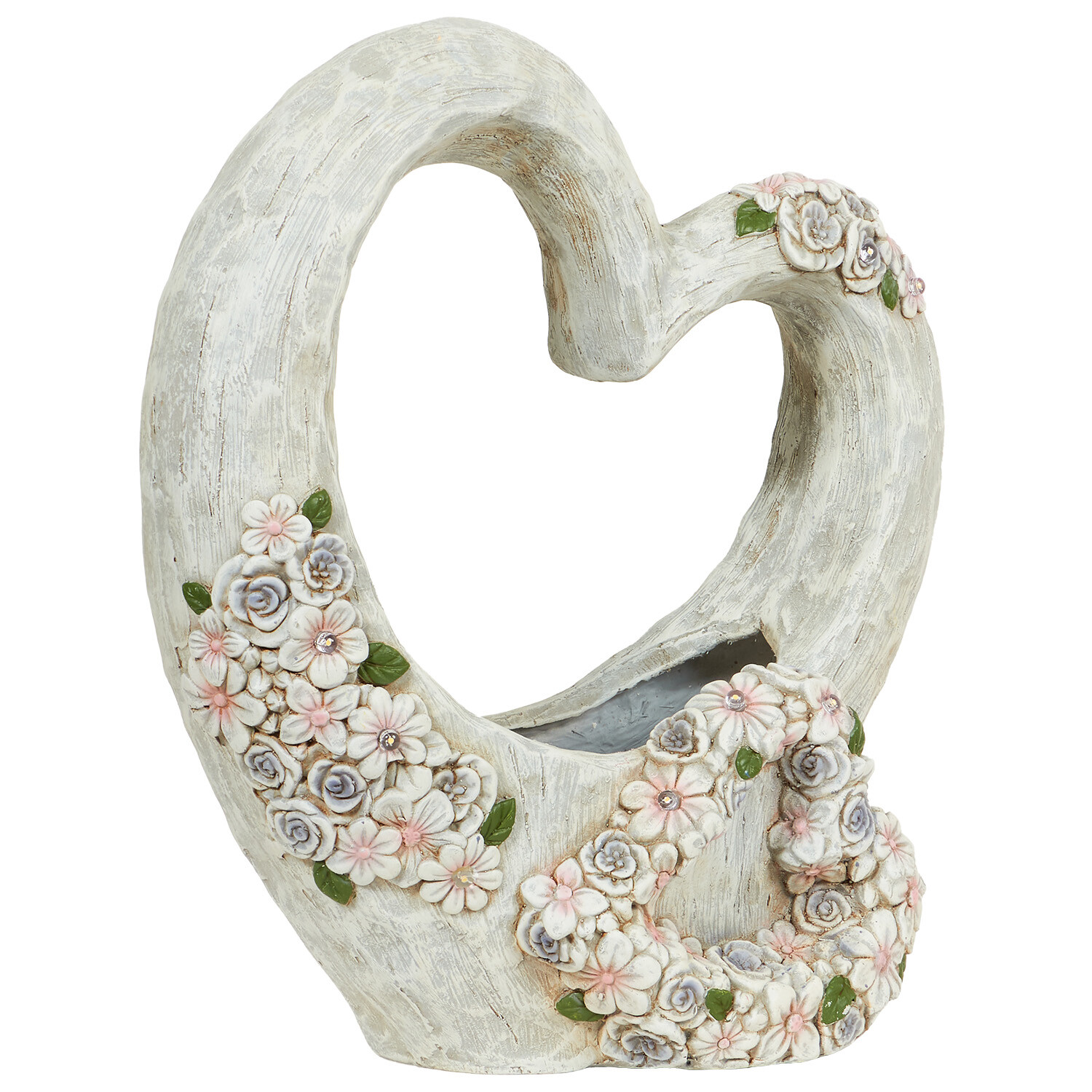 Solar Double Floral Heart Planter Image 2