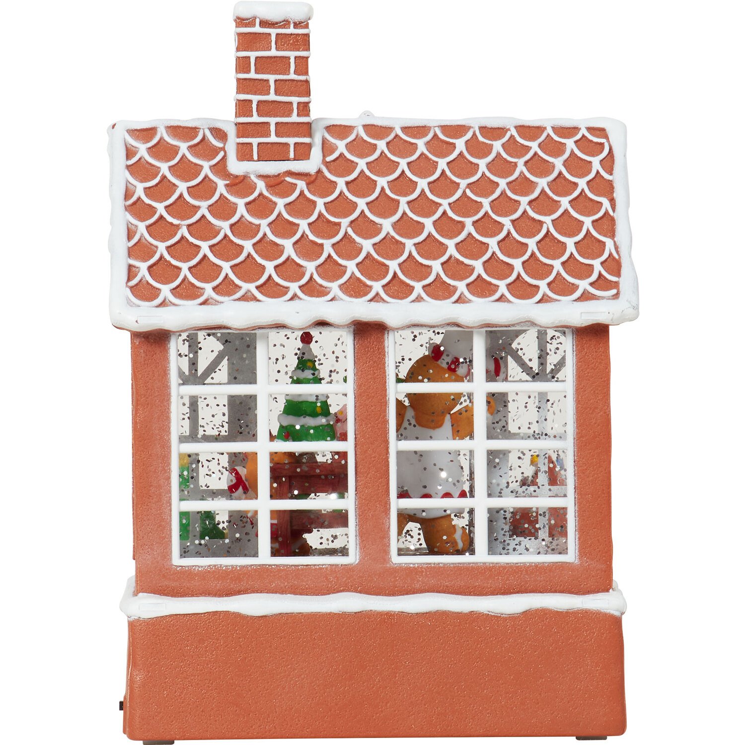 LED Glitter Spinning Gingerbread House - Brown Image 3