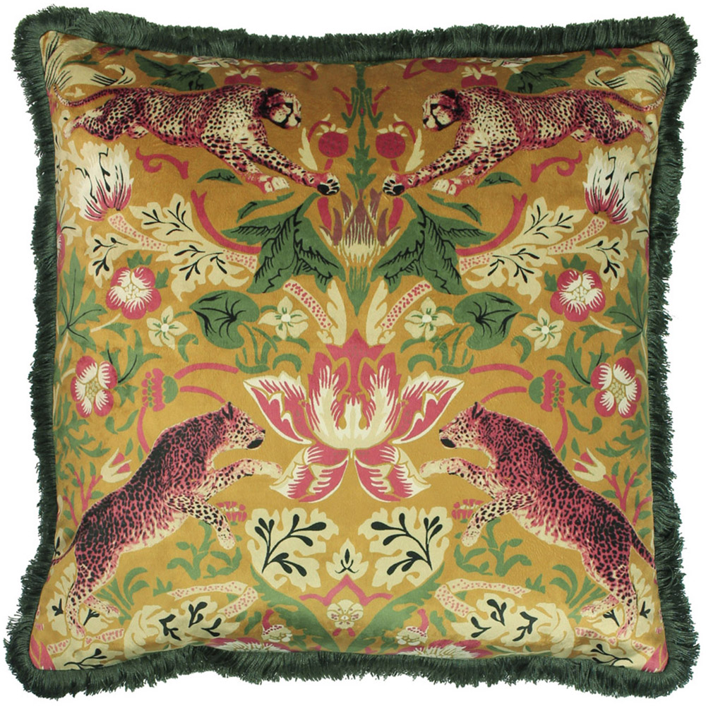 Paoletti Bexley Mustard Tropical Cushion Image 1