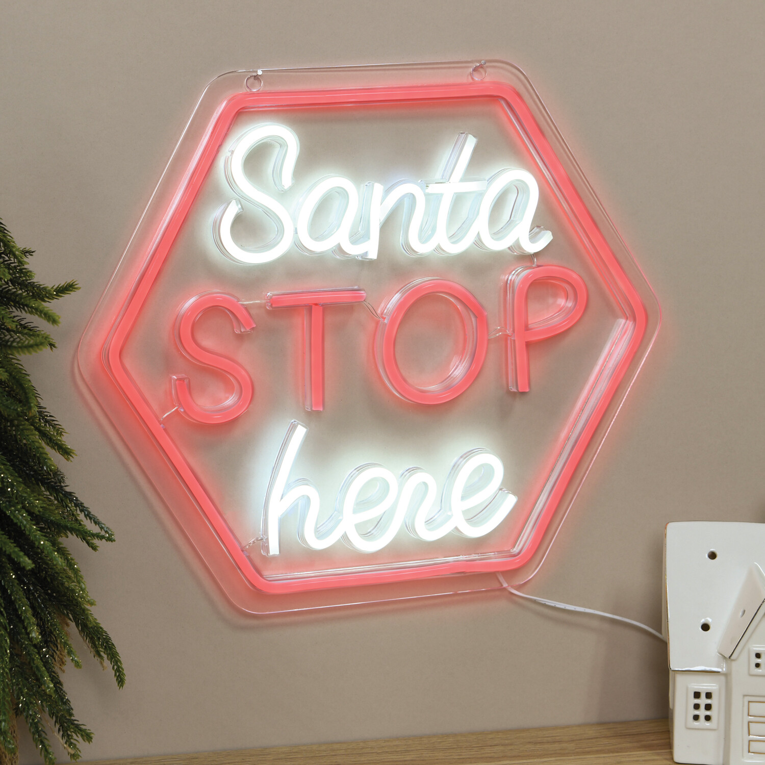Santa Stop Here In and Out Door Neon Sign - Red Image 6