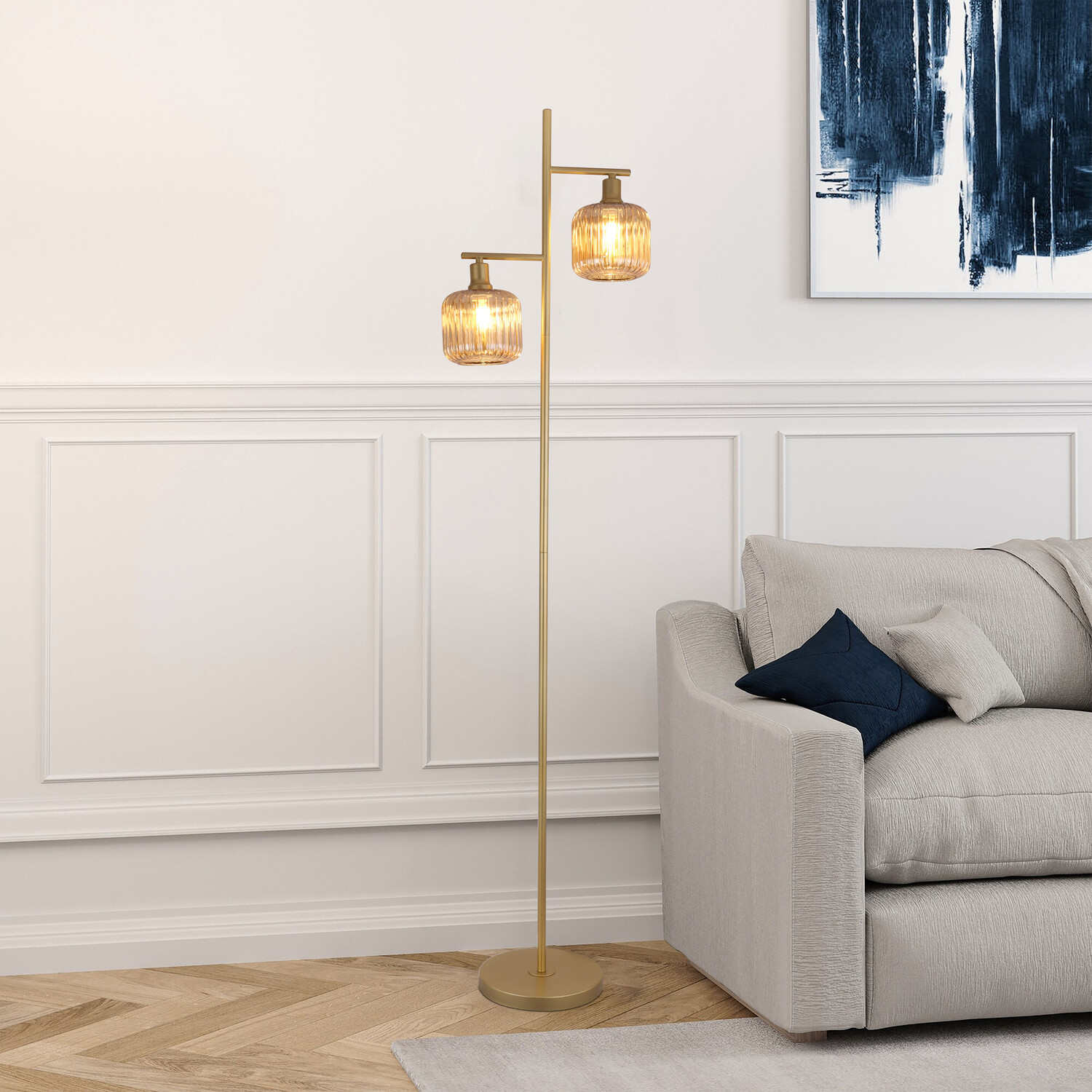 Micah Floor Lamp Champagne and Gold Image 2