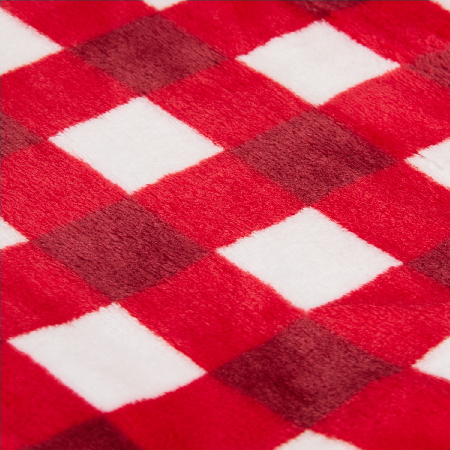 Gingham Printed Fleece Throw Red Image 4