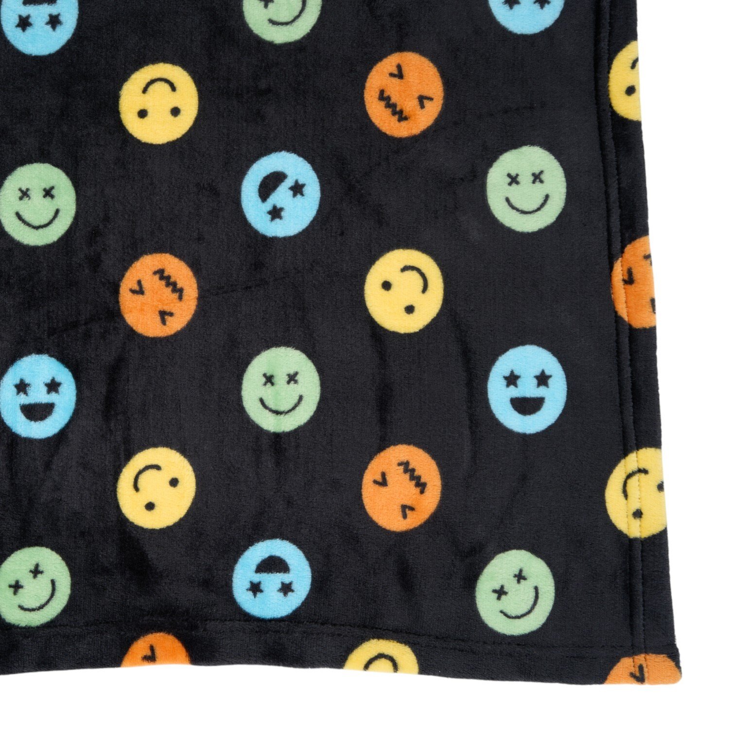 Fun Faces Printed Fleece Throw Black Image 5