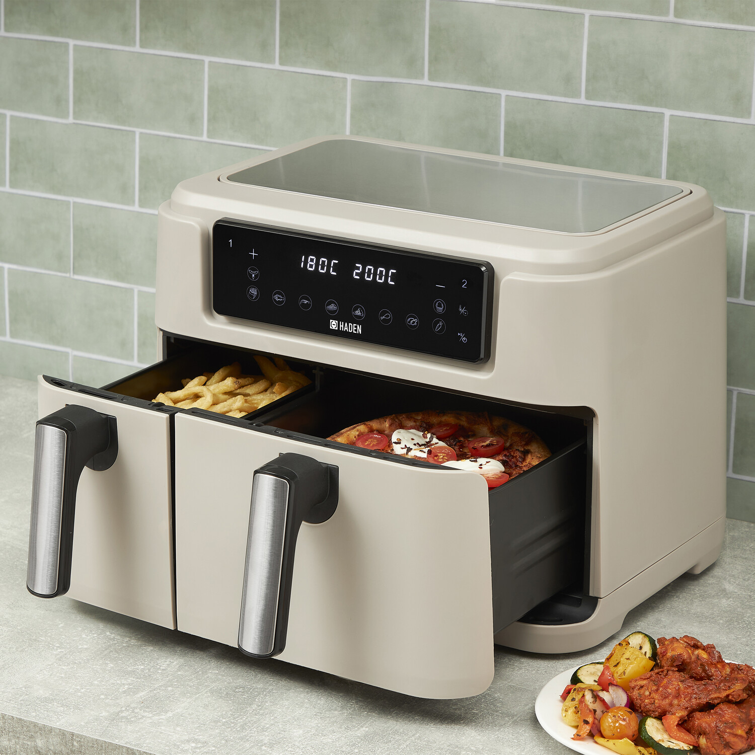 Haden 9.5L Dual Basket Air Fryer - Putty Image 2