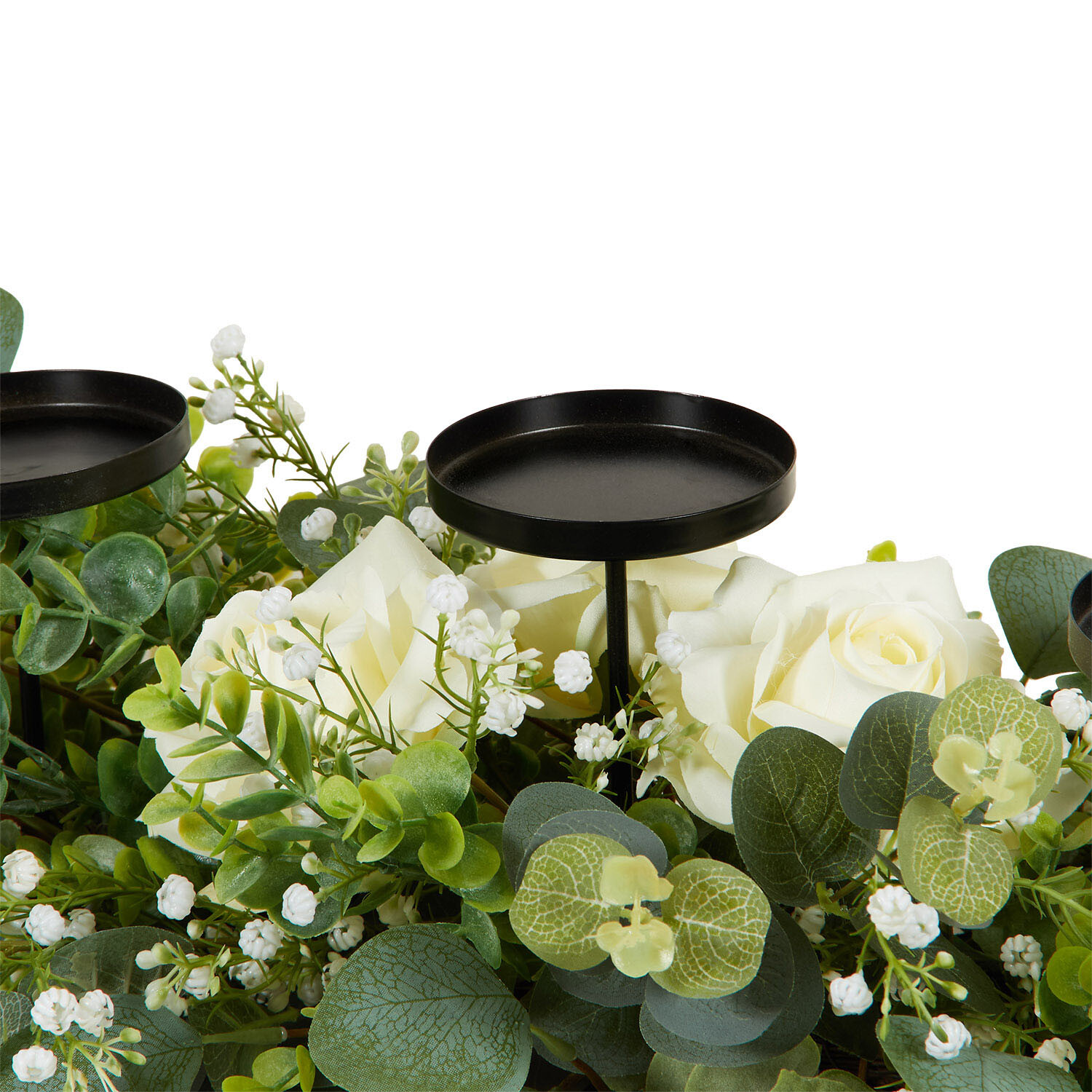 Floral Triple Centrepiece Candle Holder Green Image 5